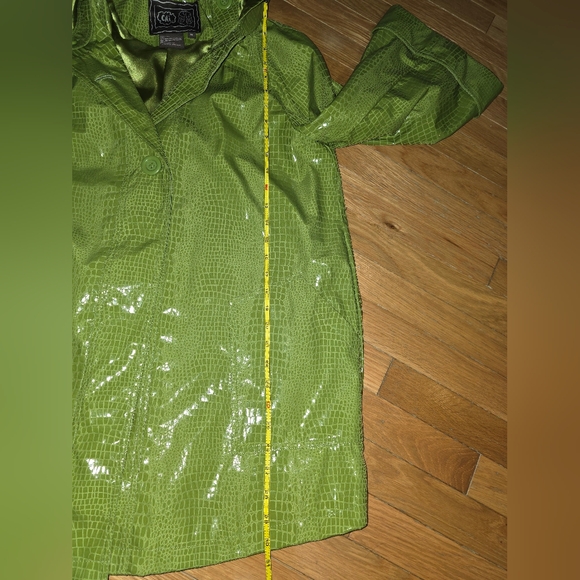 VINTAGE CHI by FALCHI Chic Lime Green Hooded Lined SNOW/RAIN COAT JACKET ANIMAL! - Picture 5 of 12